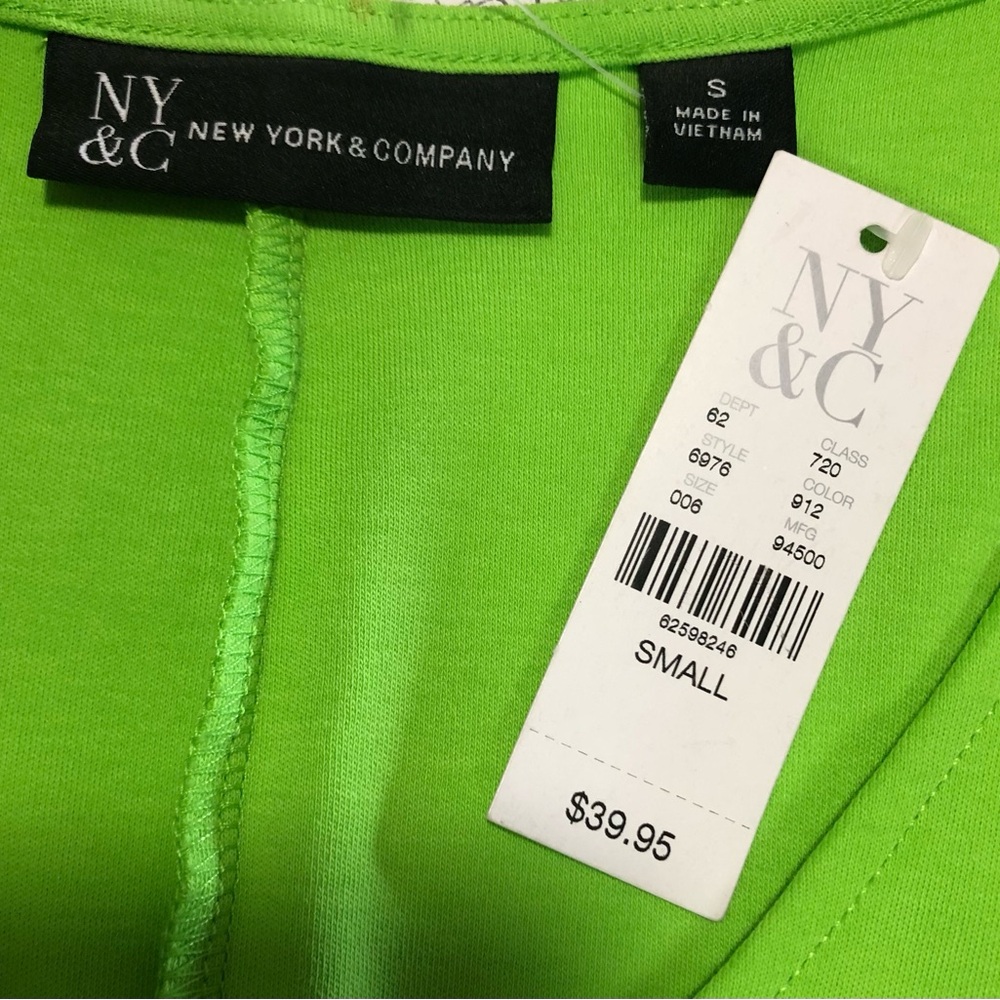 NEW YORK & COMPANY N.W.T.Size Small Bright Green Mid Length Sleeveless Twist Bow - Picture 8 of 9